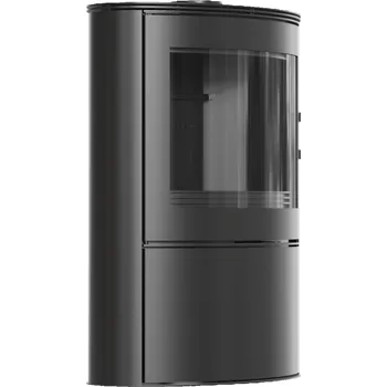 Krbová kamna Ocelová kamna na dřevo KRATKI AB S/2, průměr 150, 10 kW černá Thermotec KOZA/AB/S/2/BLACK