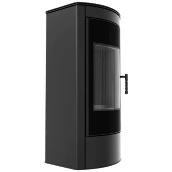 Krbová kamna Ocelová kamna na dřevo KRATKI TITAN Panorama, průměr 150, 11 kW černá Thermotec KOZA/TITAN/G/R/BLACK