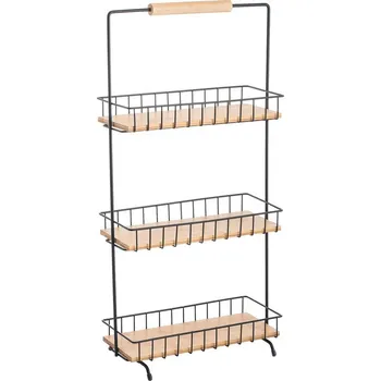 MSV Třípatrový kuchyňský stojan Elie 29,5 x 15,5 x 58,5 cm, černá