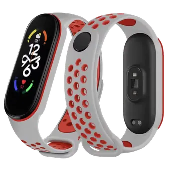 Příslušenství k chytrým hodinkám Mi Band 7 sportovní silikonový náhradní řemínek Nike Watch: 37 Šedá/Červená