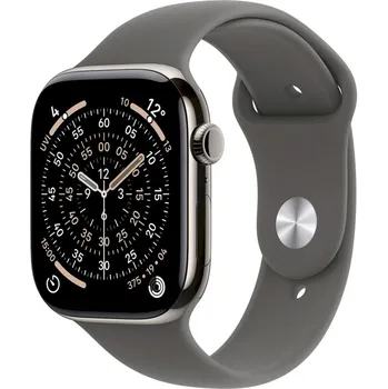Apple Watch Series 11 Cellular 46 mm, přírodní titan se skálově šedým sportovním řemínkem M/L