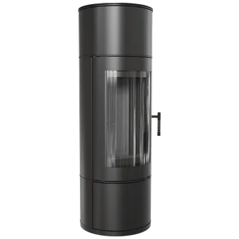 Krbová kamna Ocelová kamna na dřevo KRATKI ANTARES, průměr 150, 10 kW černá vyzdívka Thermotec ANTARES/BLACK