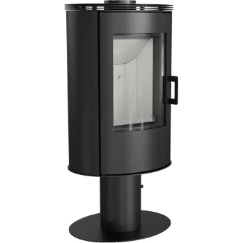 Ocelová kamna na dřevo KRATKI AB S/N/DR, průměr 150, 8 kW, keram.sklo. KOZA/AB/S/N/KONF