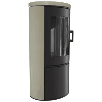 Ocelová kamna na dřevo KRATKI AB S/DR ECO 5,5 kW, průměr 150 krémová dekorativní obložení KOZA/AB/S/DR/ECO/CREMA/BLACK