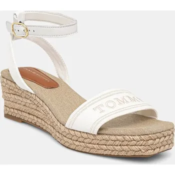 Dámské sandále Sandály Tommy Hilfiger TOMMY HILFIGER ESPAD MID WEDGE bílá barva, FW0FW08805 00X, EUR 38