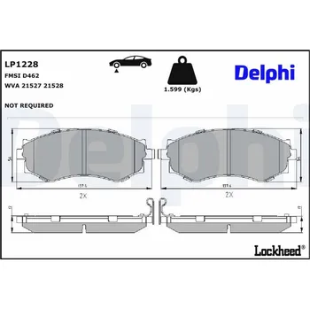 Brzdová destička Sada brzdových destiček, kotoučová brzda DELPHI LP1228
