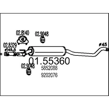 Tlumič výfuku Střední tlumič výfuku MTS 01.55360