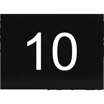 Samolepicí štítek s číslem, 40 x 30 mm, číslo 10, plast černý lesklý