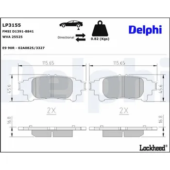 Brzdová destička Sada brzdových destiček, kotoučová brzda DELPHI LP3155