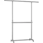 Dvojitý šatní stojan na kolečkách, výška 113–198 cm