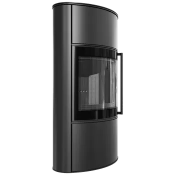 Krbová kamna Ocelová kamna na dřevo KRATKI BJORN/W, průměr 150, 8 kW černá Thermotec samozav. dv. BJORN/W/BLACK/BA1