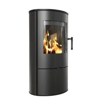 Ocelová kamna na dřevo KRATKI ROLLO 7 kW, průměr 150 černá Thermotec ROLLO/BLACK