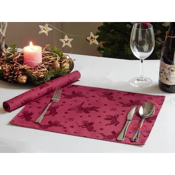 prostírání HEDVA ČESKÝ BROKÁT Ubrus Odaska prostírání 30x40 set 2 ks anděl revers vínová Rozměr ubrusu: 30x40 - 2ks