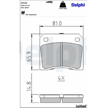 Brzdová destička Sada brzdových destiček, kotoučová brzda DELPHI LP133