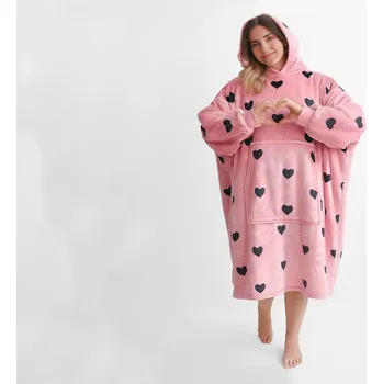 XPOSE® Mikinová deka s beránkem LOVE Mikroplyš s beránkem růžová