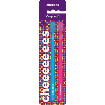 Zubní kartáček Herbai CHEEEES Zubní kartáčky s velmi jemnými vlákny - modrý & růžový Jemný kartáček pro šetrnou péči o zuby a dásně