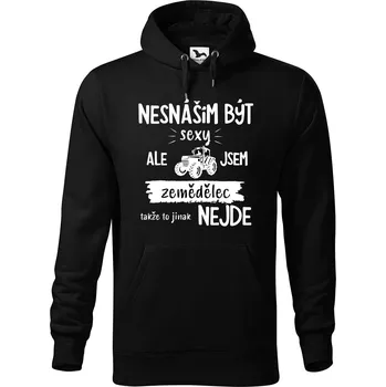Pánská mikina DOBRÝ TRIKO Pánská mikina s potiskem Sexy zemědělec Velikost pánské mikiny: 4XL, Barva: Černá