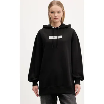 Dámská mikina Bavlněná mikina Karl Lagerfeld Jeans dámská, černá barva, s kapucí, s potiskem, A4W20013 99X, vel. XL