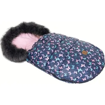 Fusak Zimní fusak s kožíškem, modrý s motýli/růžová