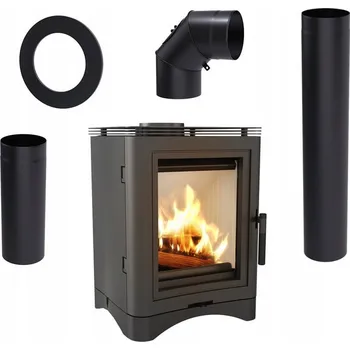 Litinová kamna na dřevo KRATKI K5 7 kW, průměr 150 + příslušenství KOZA/K5/150/ZESTAW