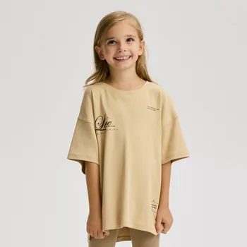 Dívčí oblečení Reserved - Tričko s potiskem - béžová - 464FT-08X - 464FT-08X-U13