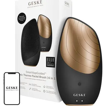 Elektrický čistič pleti Geske GK000007GY01 šedý sonický termální čisticí kartáček na obličej 6v1 s aplikací