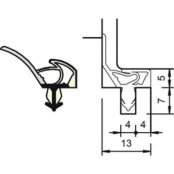 Těsnění pro interiérové dveře SP 8801, plast světle šedý (200 ks)