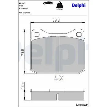 Autodíl Sada brzdových destiček, kotoučová brzda DELPHI LP117