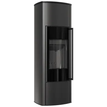 Krbová kamna Volně stojící ocelová kamna KRATKI AB KRATKI ENYO R Vysoká 5,5 kW, průměr 100/150 černá Th KOZA/AB/ENYO/R/W/BLACK