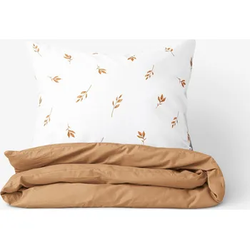 Povlečení Bavlněné povlečení Duo - Hnědé podzimní lístky s hnědou 140 x 200 a 70 x 90 cm