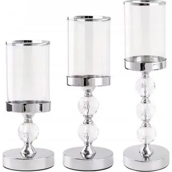 Svícen SADA 3x Svícen lesklý chrom