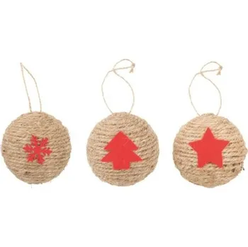 Vánoce Koule z juty 6 cm na pověšení