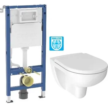Klozet GEBERIT DuofixBasic bez tlačítka + WC JIKA LYRA PLUS RIMLESS + SEDÁTKO DURAPLAST 458.103.00.2 X LY1