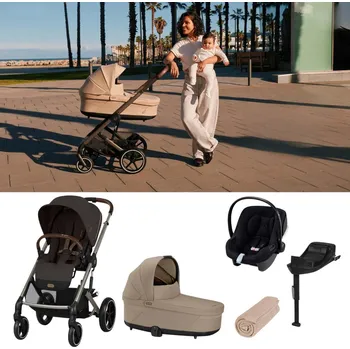 Kočárek CYBEX Výhodný set Balios Brown/Beige + Lůžko + Autosedačka se základnou