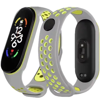 Mi Band 7 sportovní silikonový náhradní řemínek Barva: 12 Šedá/Zelená