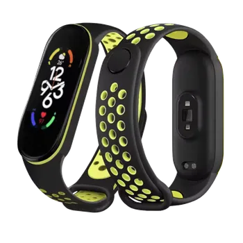 Příslušenství k chytrým hodinkám Mi Band 7 sportovní silikonový náhradní řemínek Barva: 6 Černá/Zelená