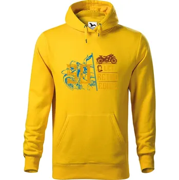 Pánská mikina DOBRÝ TRIKO Pánská mikina s potiskem Retro edice motorka Velikost pánské mikiny: S, Barva: Žlutá