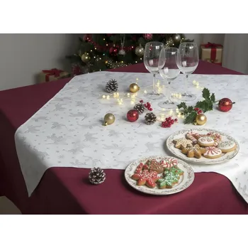 Vánoční dekorace HEDVA ČESKÝ BROKÁT Ubrus Odaska 77x77 anděl bílá