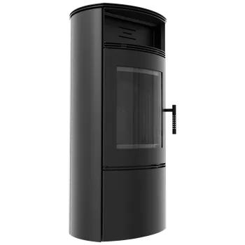 Krbová kamna Ocelová kamna na dřevo KRATKI FALCON W, průměr 150, 10 kW černá Thermotec FALCON/W/BLACK