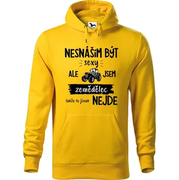 Pánská mikina DOBRÝ TRIKO Pánská mikina s potiskem Sexy zemědělec Velikost pánské mikiny: 2XL, Barva: Žlutá