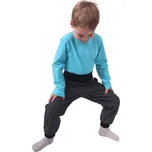 JOŽÁNEK Dětské softshellové kalhoty bez zateplení, šedý melír