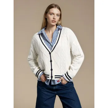 Dámský svetr Sinsay - Kardigan v akademickém stylu - bílá - 280GT-00X - 280GT-00X-XL
