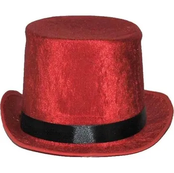 Karnevalový doplněk Funny Fashion Klobouk cylindr sametový - červený