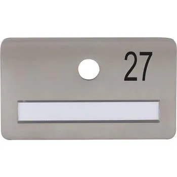 Dveřní kování SOLIDO dveřní jmenovka bez kukátka, otvor o 14, nerez satinovaný, gravír. č. 27