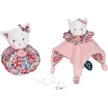 Výuková hračka Doudou Muchláček kočka růžová 3v1