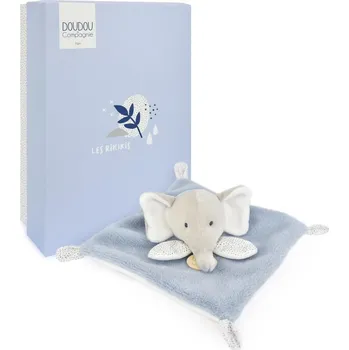 Výuková hračka Doudou Plyšový muchláček modrošedý Slon 19 cm