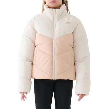 Dívčí bunda 4F JUNIOR-DOWN JACKET F614-4FJWAW25TDJAF614-12S-CREME Béžová 158