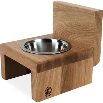 Miska pro psa Svět Tlapky Stojánek na 1 misku pro psa HARRY Dřevina nebo odstín: Buk (dřevo), Výška: 20cm (střední plemeno), Průměr miska (rozměr): miska 13cm (18 x 18cm)
