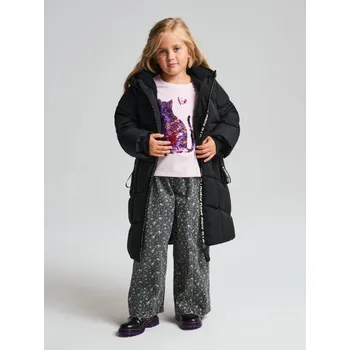 Sinsay - Prošívaný kabát s kapucí - černá - ZF069-99X - ZF069-99X-122