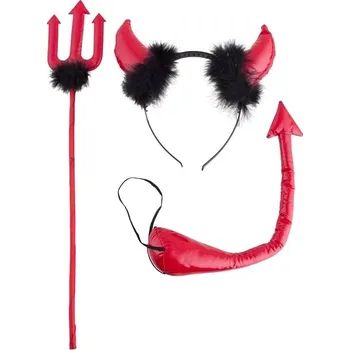 Karnevalový doplněk Funny Fashion Sada čert - rohy, vidle, ocas